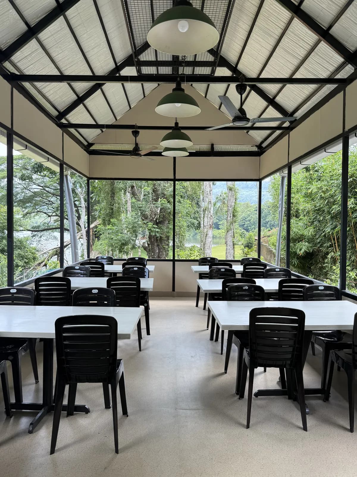 Dining surrounded by greenery